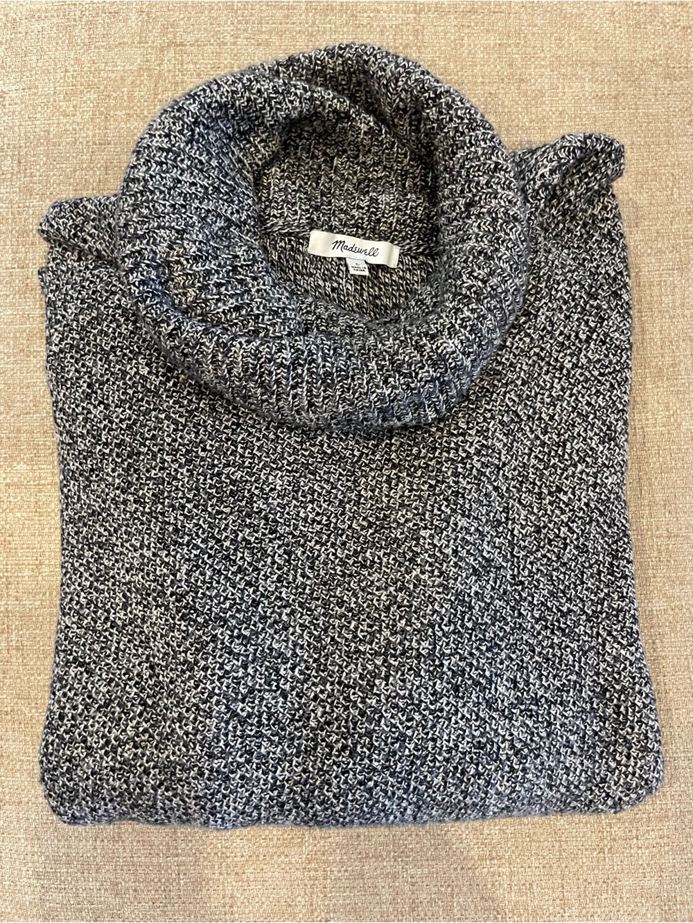 Madewell Black, Gray and White Marled Turtleneck Sweater L ret.$98